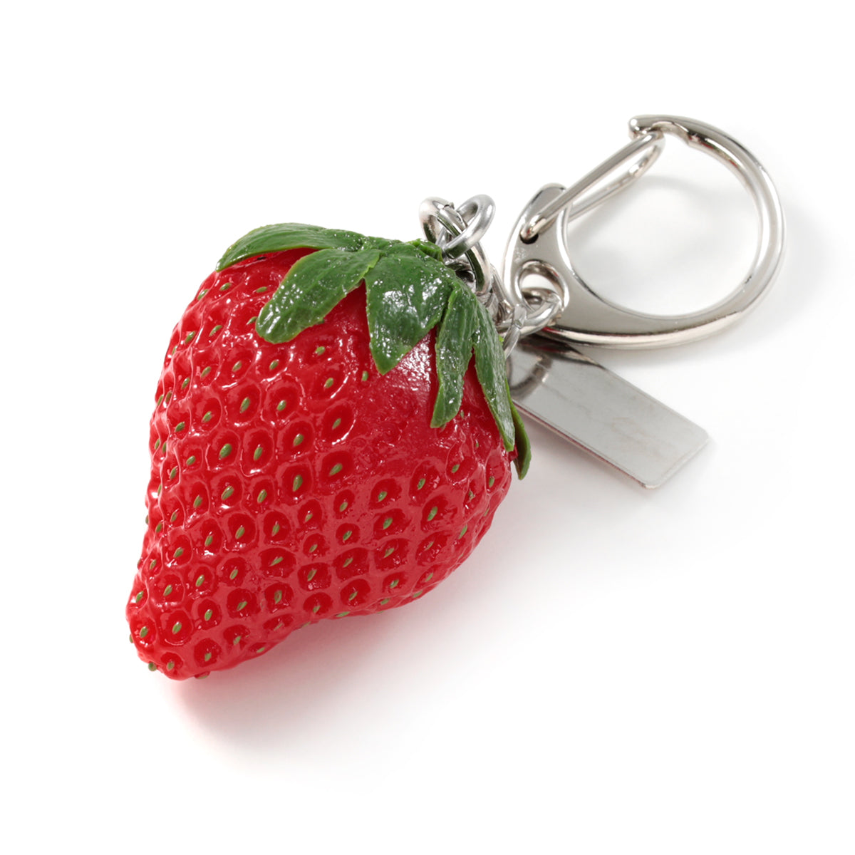 これは元祖食品サンプル屋の「キーリング イチゴ」の商品裏面画像です。