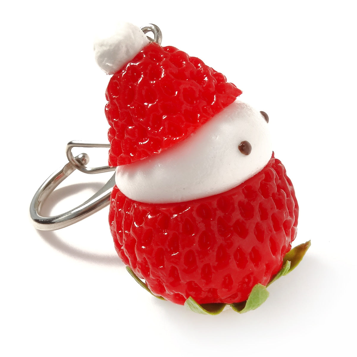 これは元祖食品サンプル屋【クリスマス限定】キーリング サンタクロースイチゴの商品写真の横カットです。
