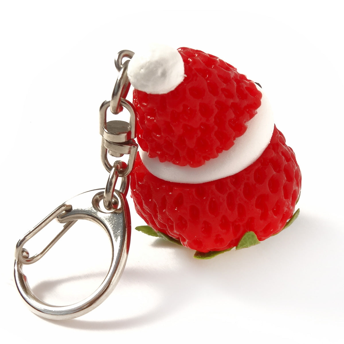 これは元祖食品サンプル屋【クリスマス限定】キーリング サンタクロースイチゴの商品写真の後ろカットです。