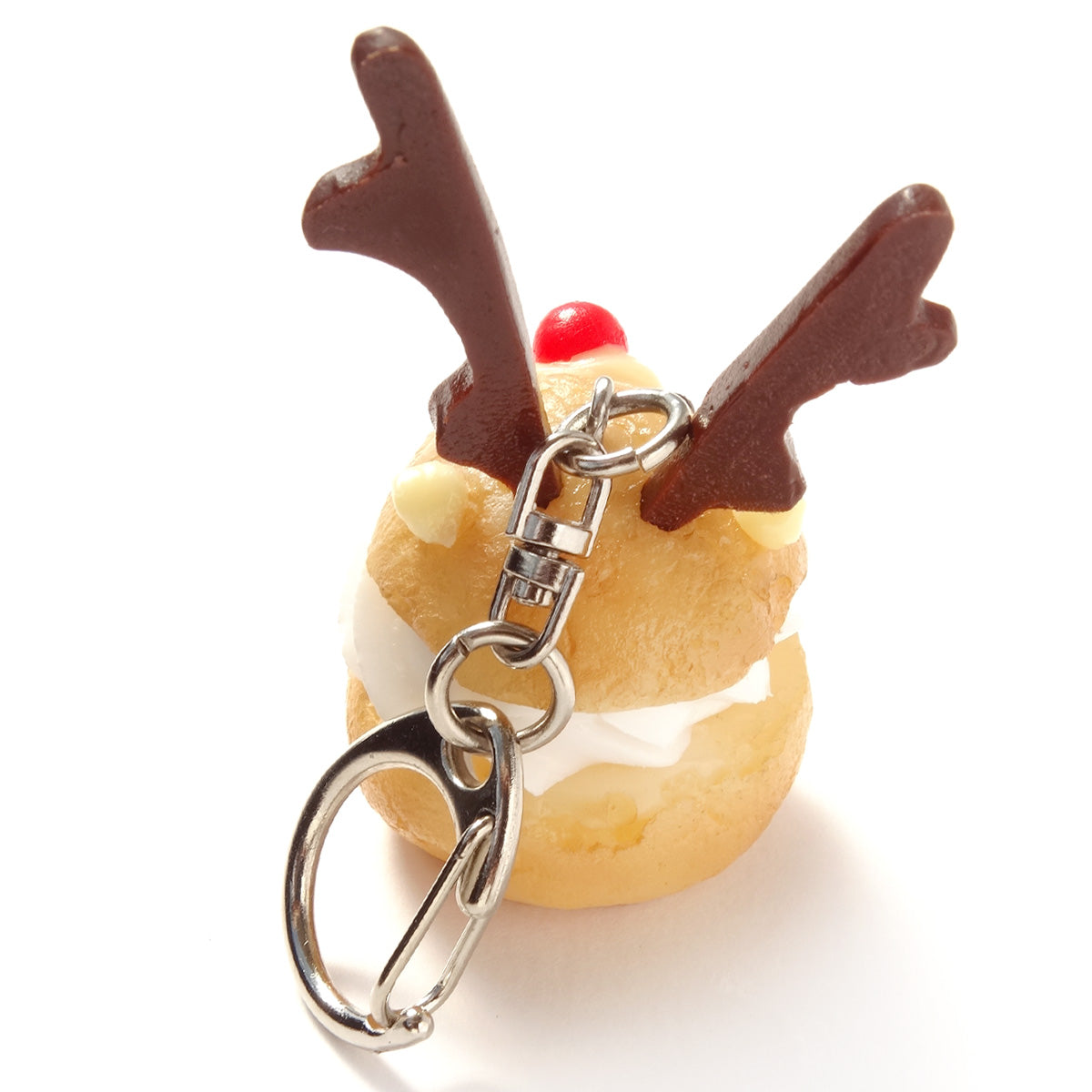 これは元祖食品サンプル屋【クリスマス限定】キーリング トナカイシュークリームの商品写真の後ろカットです。