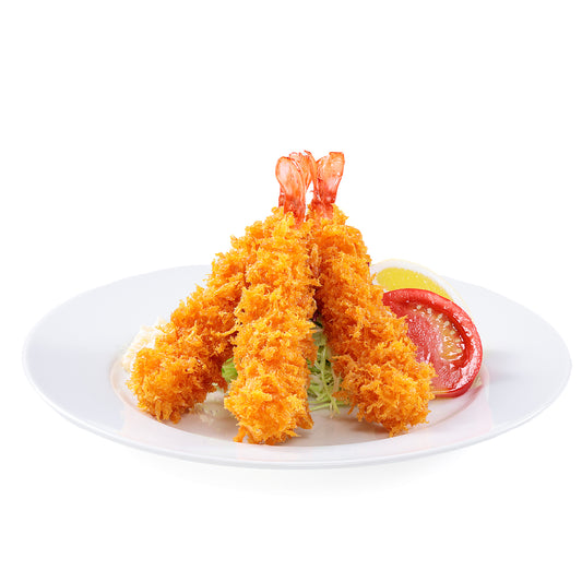 オリジナル食品サンプル「エビフライ」の商品画像です。(英語表記) Deep Fried Shrimp