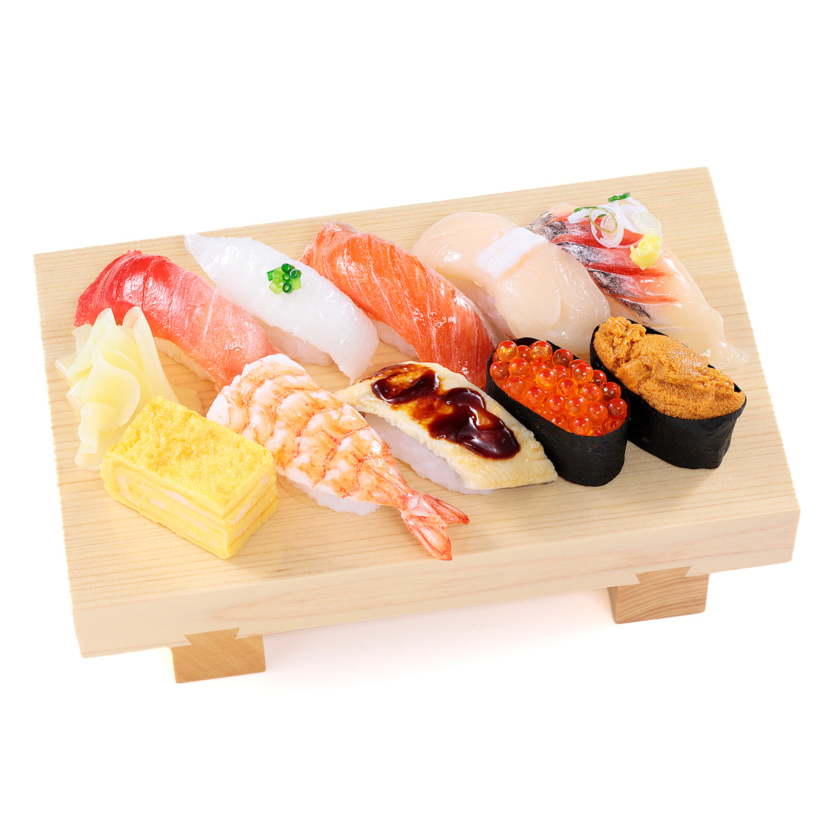 オリジナル食品サンプル「握り寿司」の商品画像です。(英語表記)sushi of replica food
