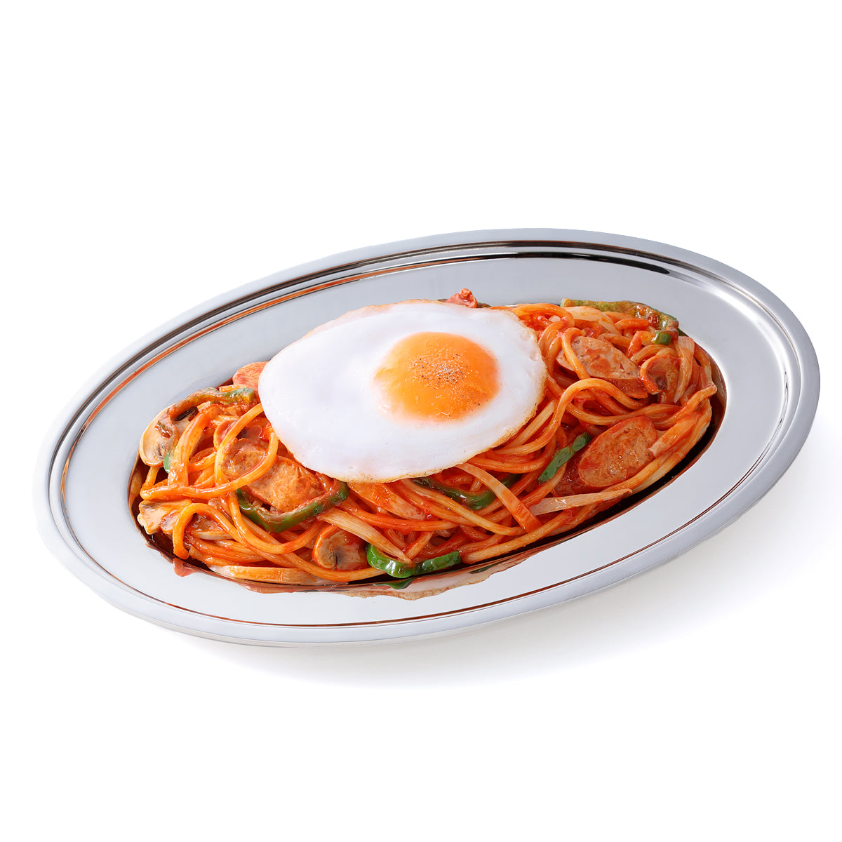 オリジナル食品サンプル「ナポリタン」の商品画像です。(英語表記)Naporitan / tomato-based / ketchup-based spaghetti