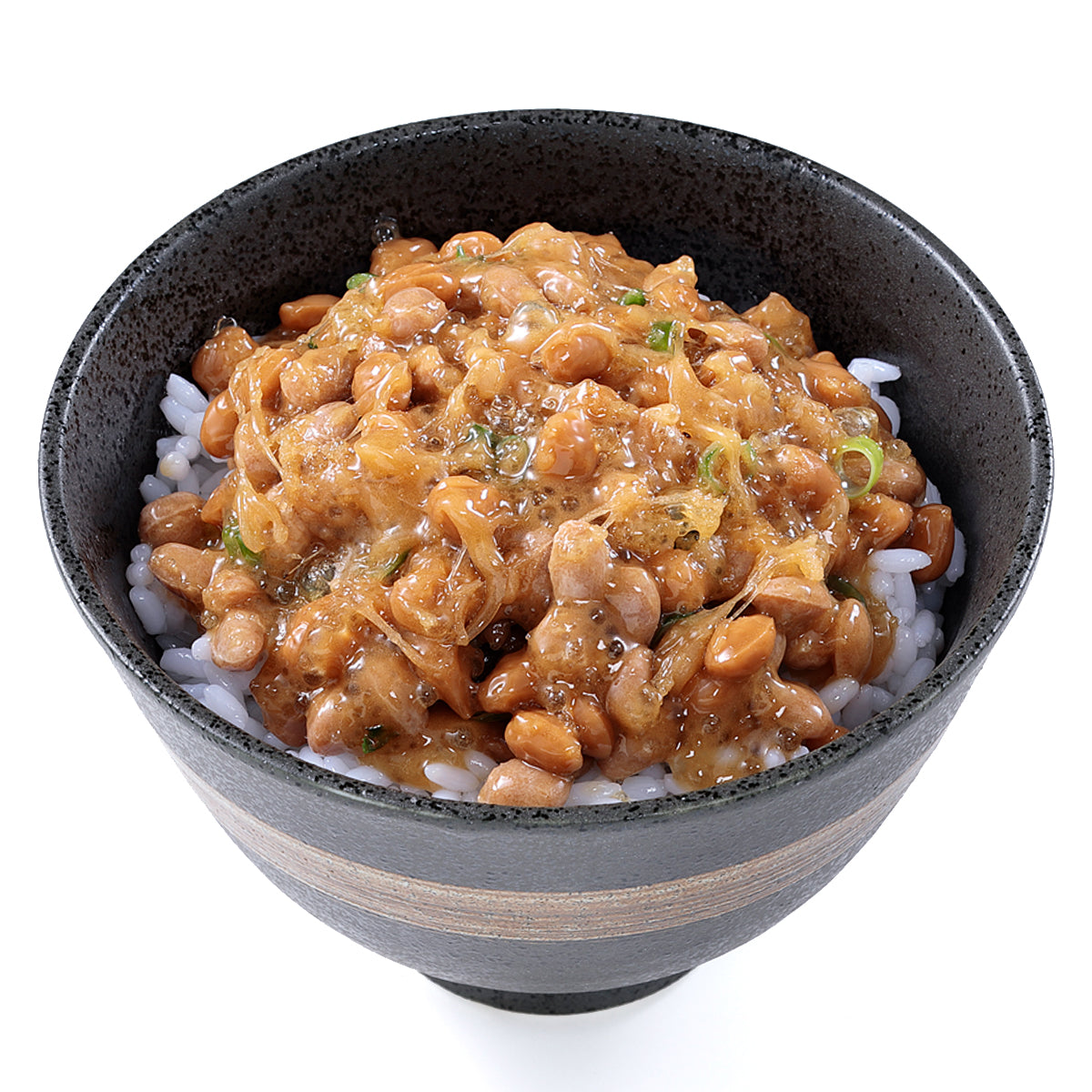 オリジナル食品サンプル「納豆ごはん」の商品画像です。(英語表記) natto rica / Natto（Fermented Soybeans） is sticky and has a unique smell. 