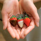 これは元祖食品サンプル屋の「キーリング イチゴ ミルクチョコ」の手のひらにのせた商品イメージ画像です。